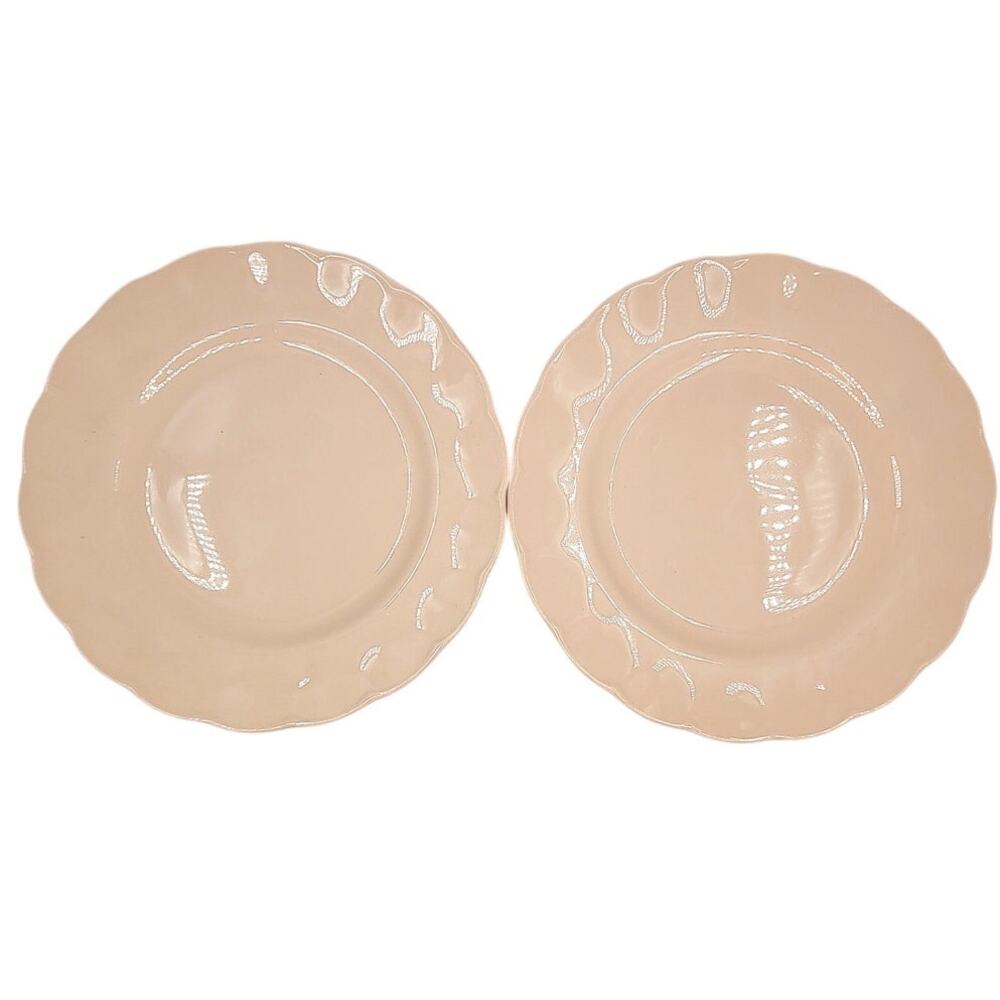 Grindley Peach Pink Vintage Dinner Plates Set‎ Wavy Rim Elegant Tableware 3-5